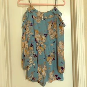 Floral, long sleeve romper